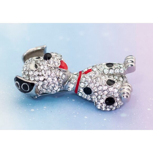 Art Nouveau Puppy Diamond Brooch | Silver Tone Brooch | J22 - Picture 2 of 3